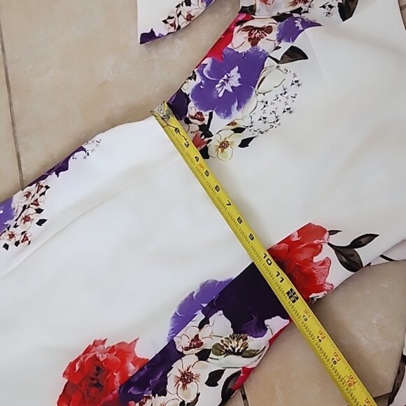 Black Halo Multicolor Floral Long Sleeve Dress Size 2 - Picture 6 of 10